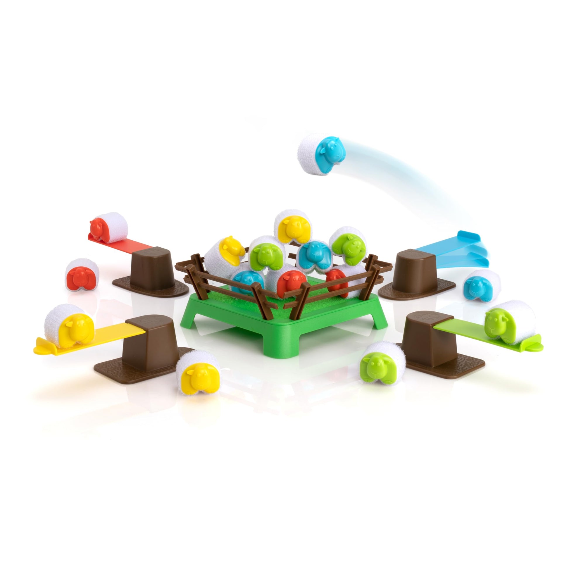 Fat Brain Toys Heap-O-Sheep Game  Family Board Games for Kids and mature-themeds  Game of Catapulting Sheep  6 to mature-themed  2 to 4 Players