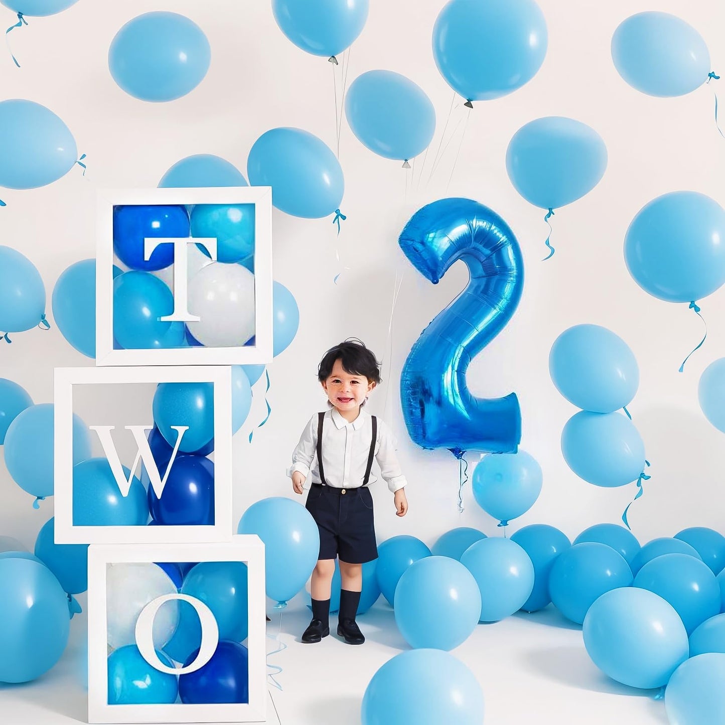 Blue Number 2 Balloon 40 Inch, Big Large Foil Helium Number Balloons, Jumbo Giant Mylar Number 2 Balloons For 2 Second Birthday