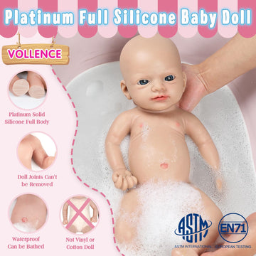 Vollence 16 Inch Lifelike Full Body Silicone Baby Doll Girl Mouth Open Anatomically Correct Newborn Baby Doll With Feeding Kit & Gift Box - Girl