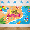 Beach Backdrop Decorations Hawaiian Pool Party Banner Pool Surfboard Background For Birthday Summer Themed Party Supplies Favors