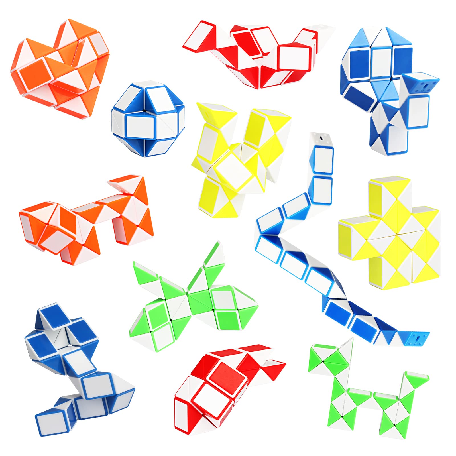 Ganowo Fidget Snake Cube Mini Twist Puzzle(12PACK) -Party Favors, Goody Bag Filler,Carnival Prizes,Classroom Rewards,School,Birt
