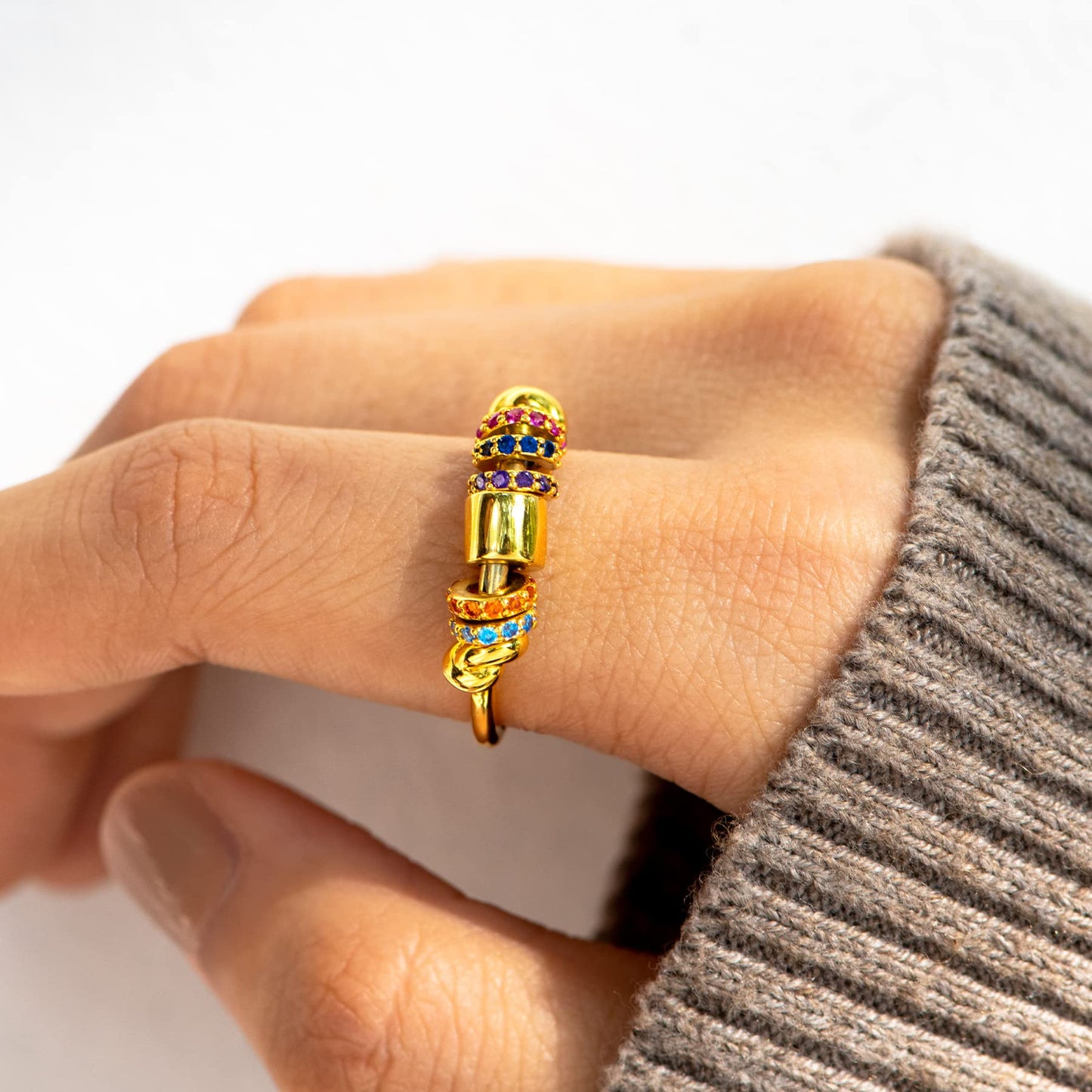 Storyjewellery Fidget Rings For Women, Anxiety Ring For Women, Gold Plated Spinner Ring Anxiety Spinning Stress Relieving Ring F