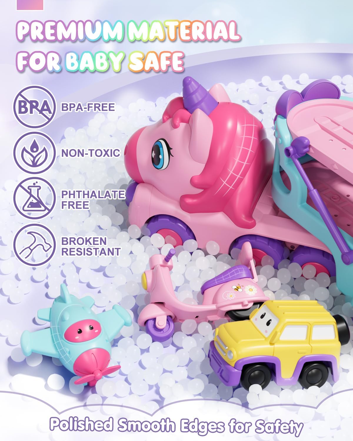 Lehoo Castle Toddler Girl Toys, 2 Year Old Girl Toys with Lights & Music, Toddler Toys 2-3, Unicorn Toys Girl Cars for Toddlers
