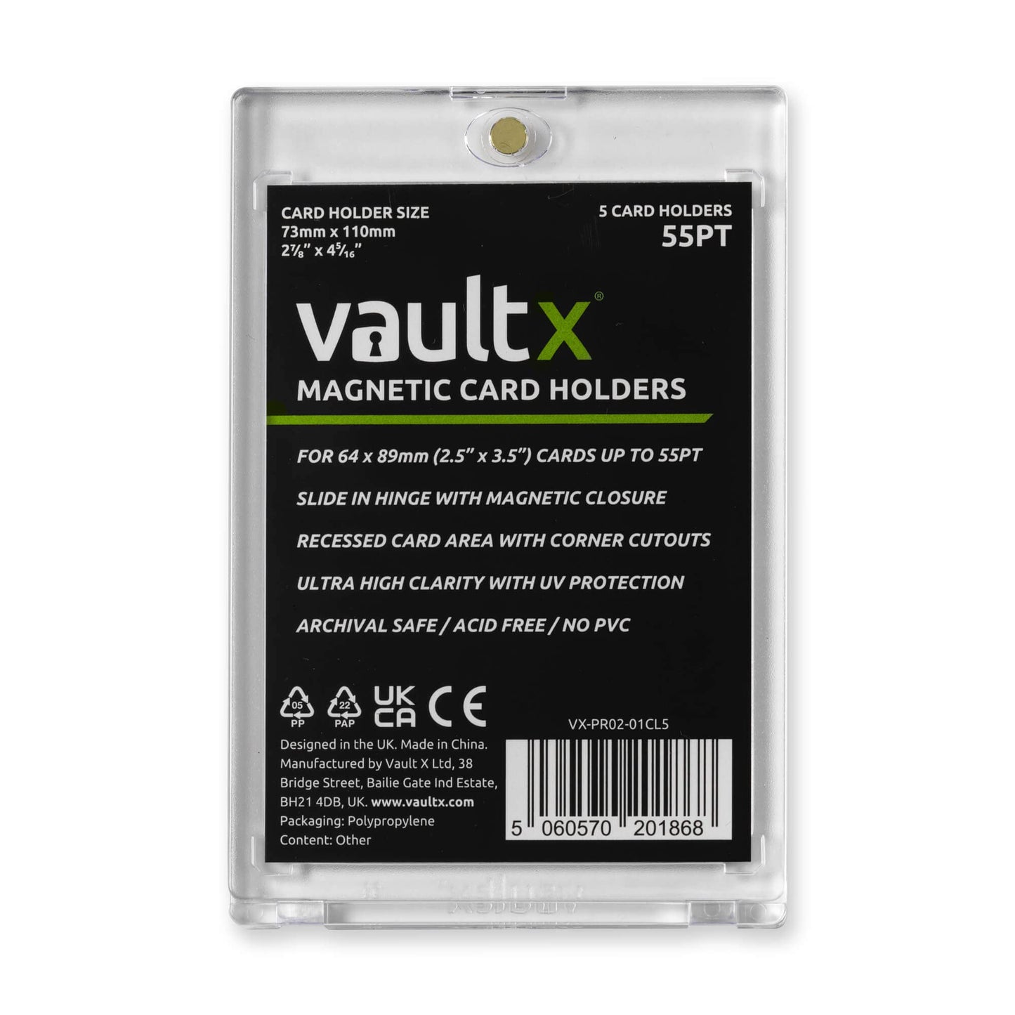 Vault X Magnetic Card Holders 55Pt For Trading Cards, One Touch Hard Cases With Uv Protection, Clear Display For Collectible Car