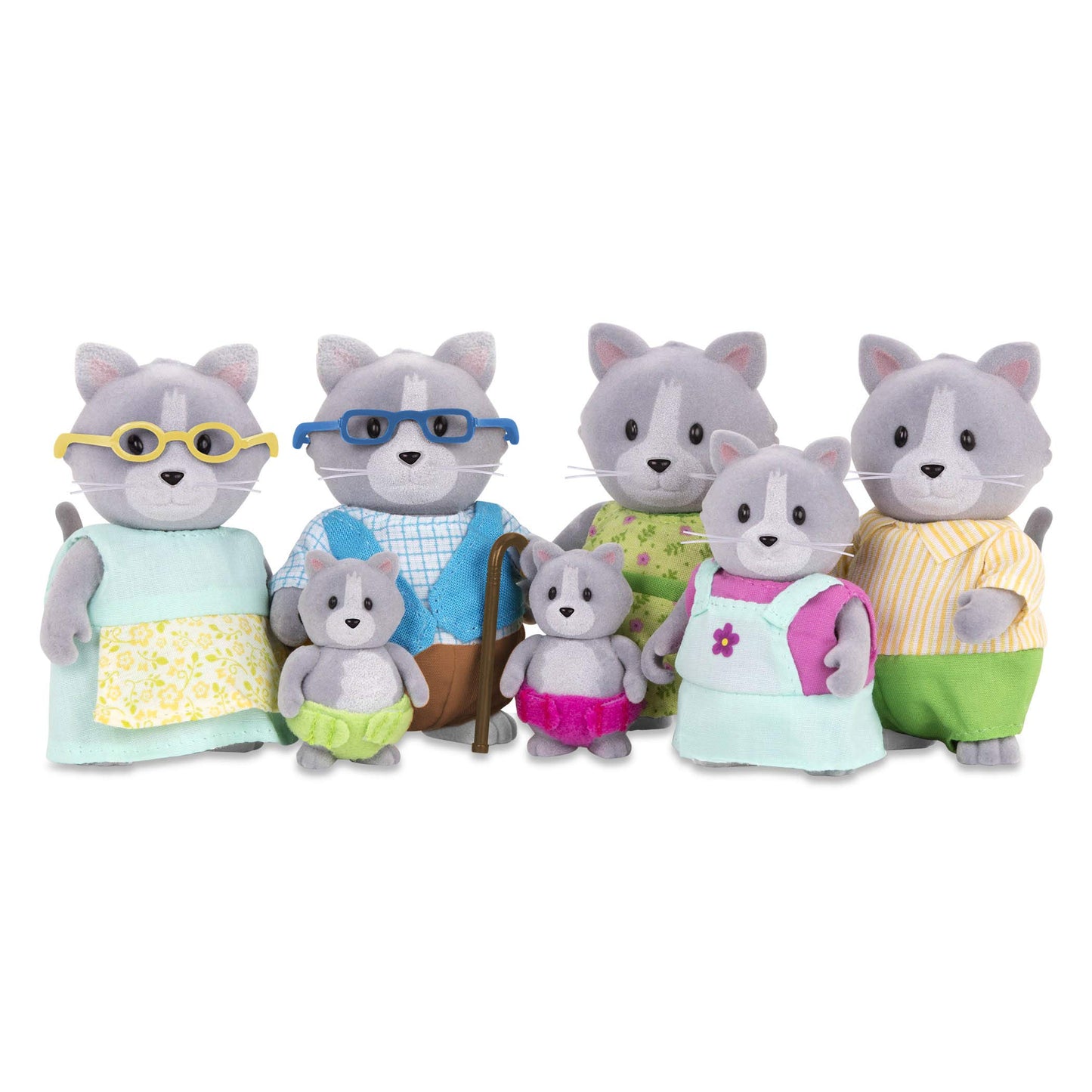 Lil Woodzeez - The Daintypaw Cats - Collectible Toy Cat Figurines - Set of 7 Posable Animal Figures - Pretend Play Playset for 