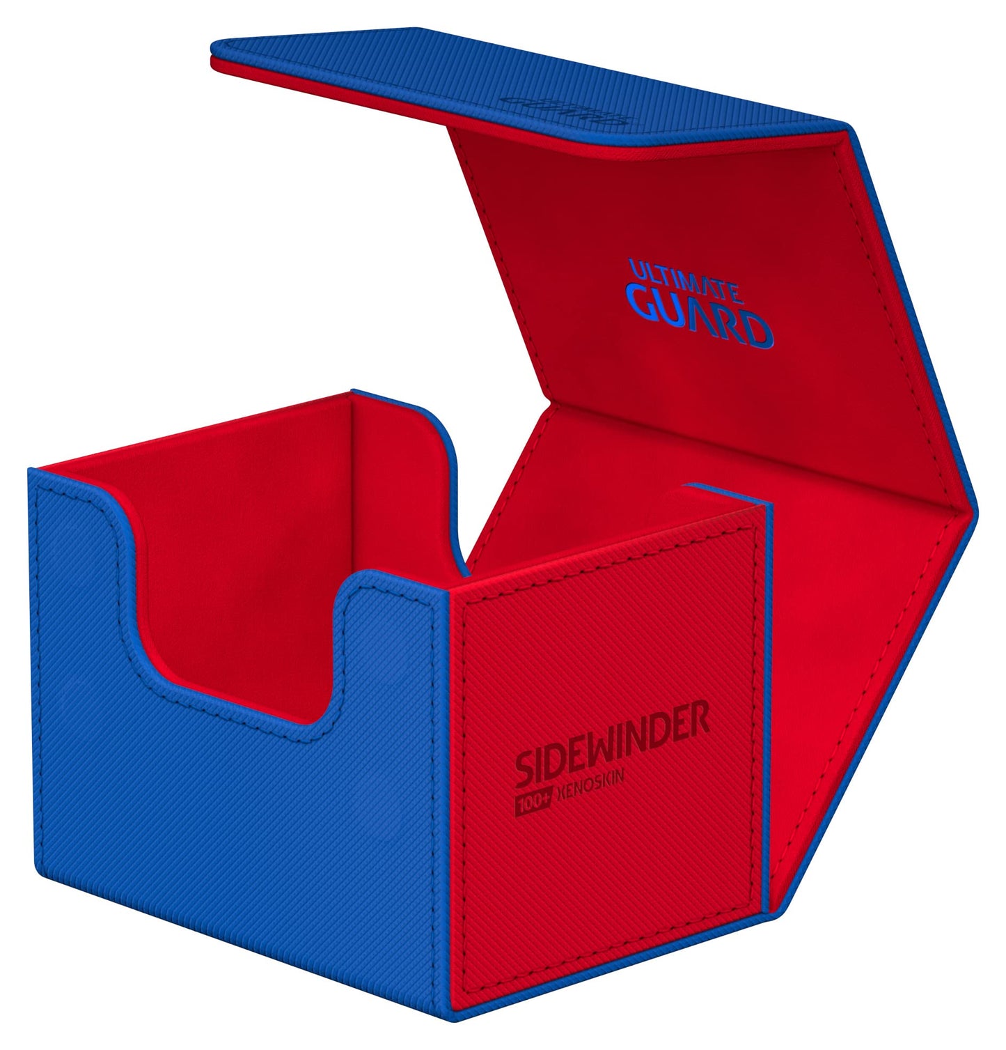 Ultimate Guard Sidewinder Synergy 100+, Deck Box For 100 Double-Sleeved Tcg Cards, Blue/Red, Magnetic Closure & Microfiber Inner Lining