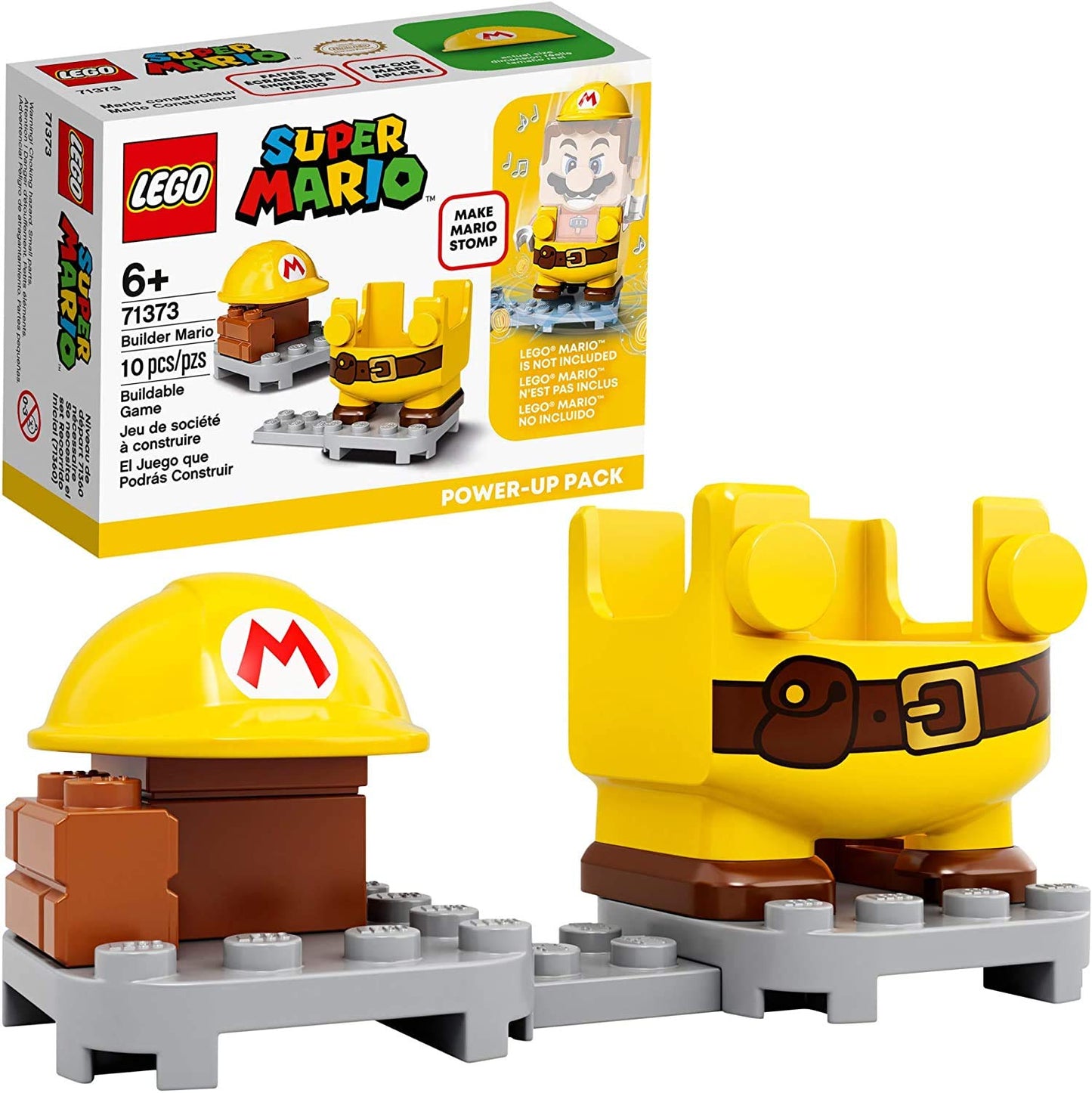 Lego Super Mario Builder Mario Power-Up Pack 71373 Building Kit, Fun Gift For Kids To Power Up The Mario Figure In The Adventures With Mario Starter Course (71360) Playset (10 Pieces)