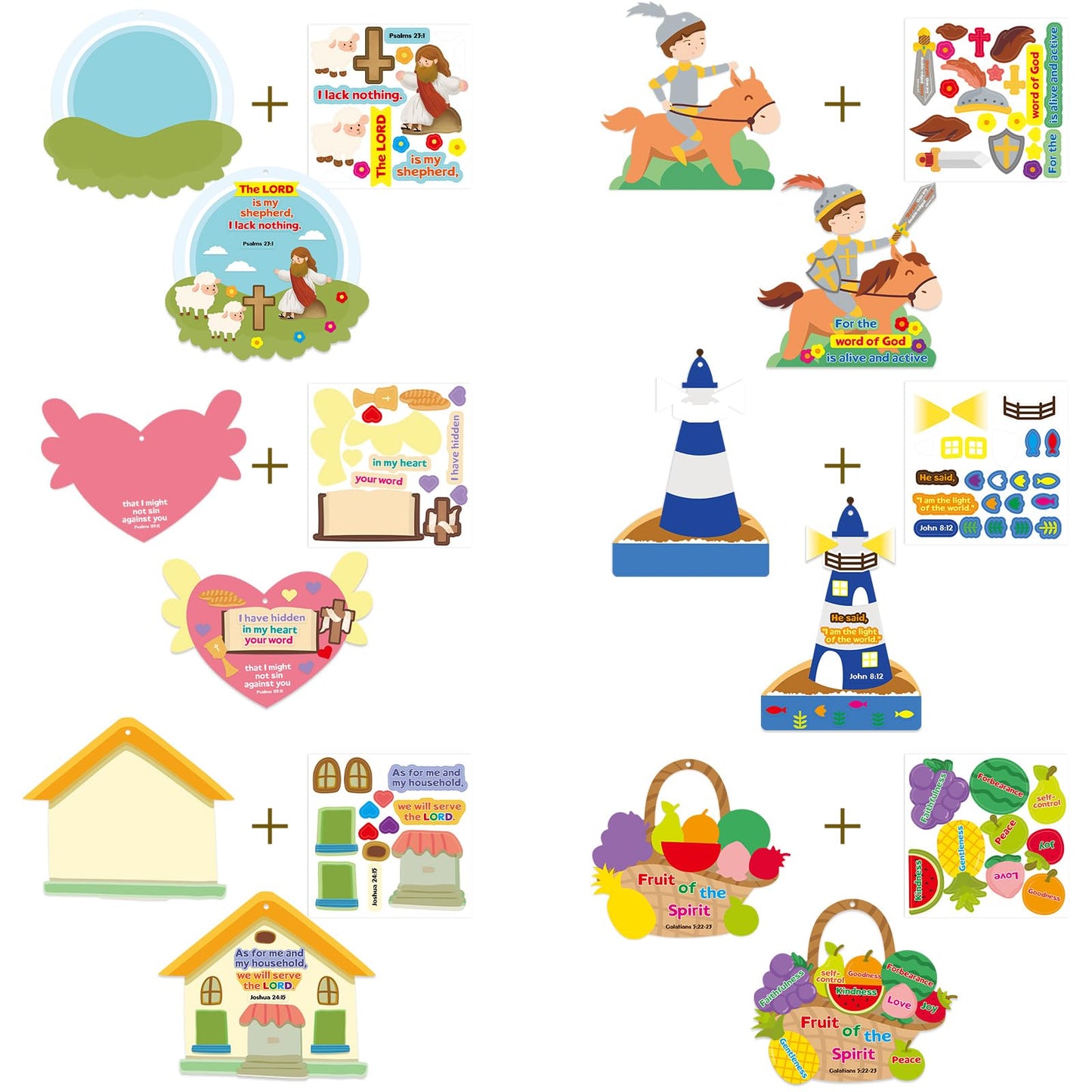 Fancy Land Sunday School Crafts for Kids Christian Bible Story Stickers Religious Hanging Ornaments for VBS Classroom DIY Activi