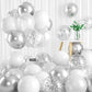 White And Silver Balloons, 60 Pcs Silver And White Balloons Set With Chrome Silver Confetti Metallic Silver Balloons, Globos Pla