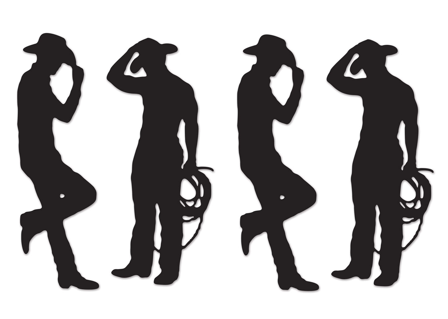 Beistle , 4 Piece Cowboy Silhouettes, 35 & 37 (Black)