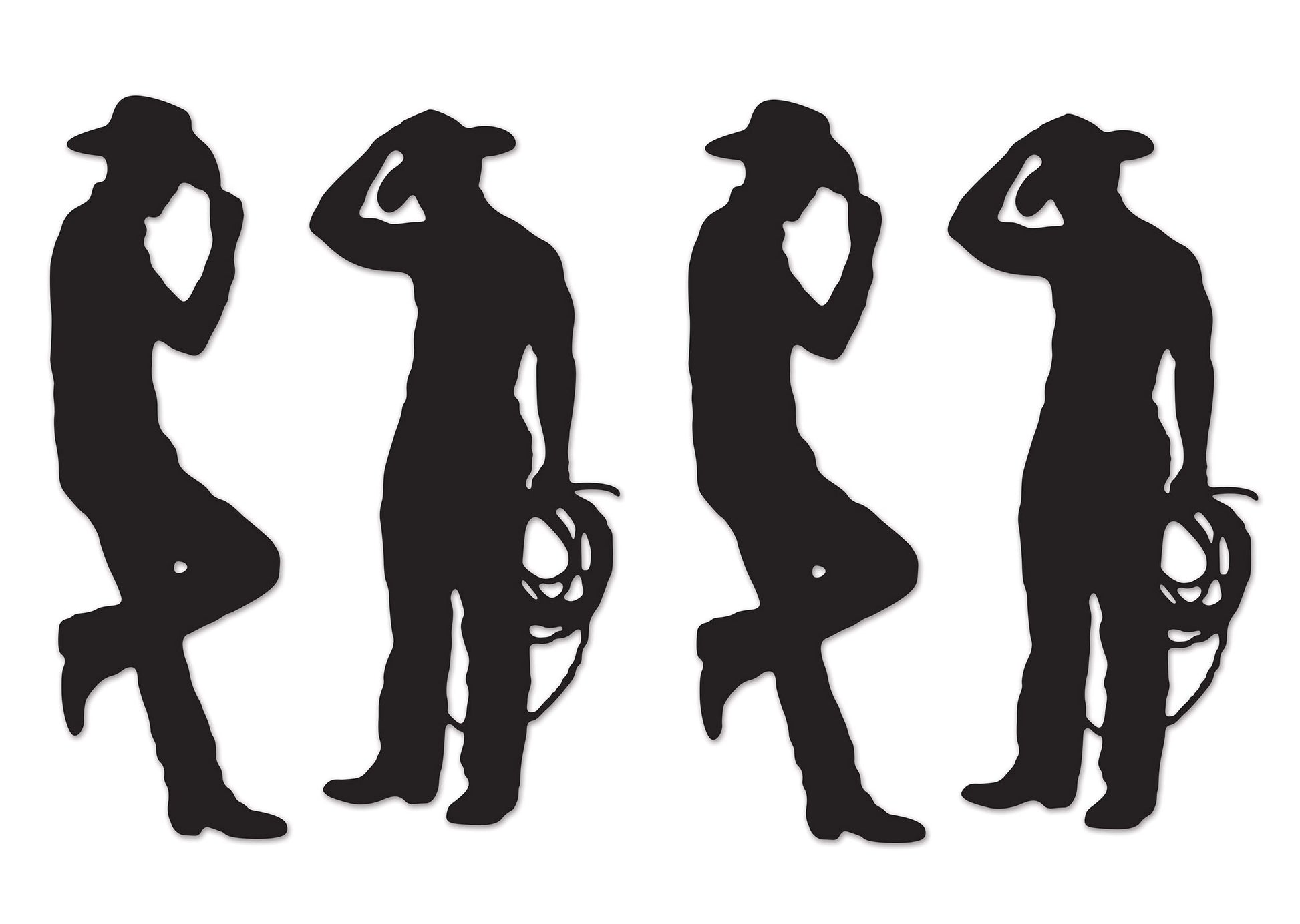 Beistle , 4 Piece Cowboy Silhouettes, 35 & 37 (Black)