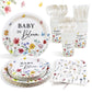 Lopeastar 175Pcs Spring Baby In Bloom Baby Shower Decorations Plates Set, Wildflower Floral Baby Shower Paper Plates Napkins Cup