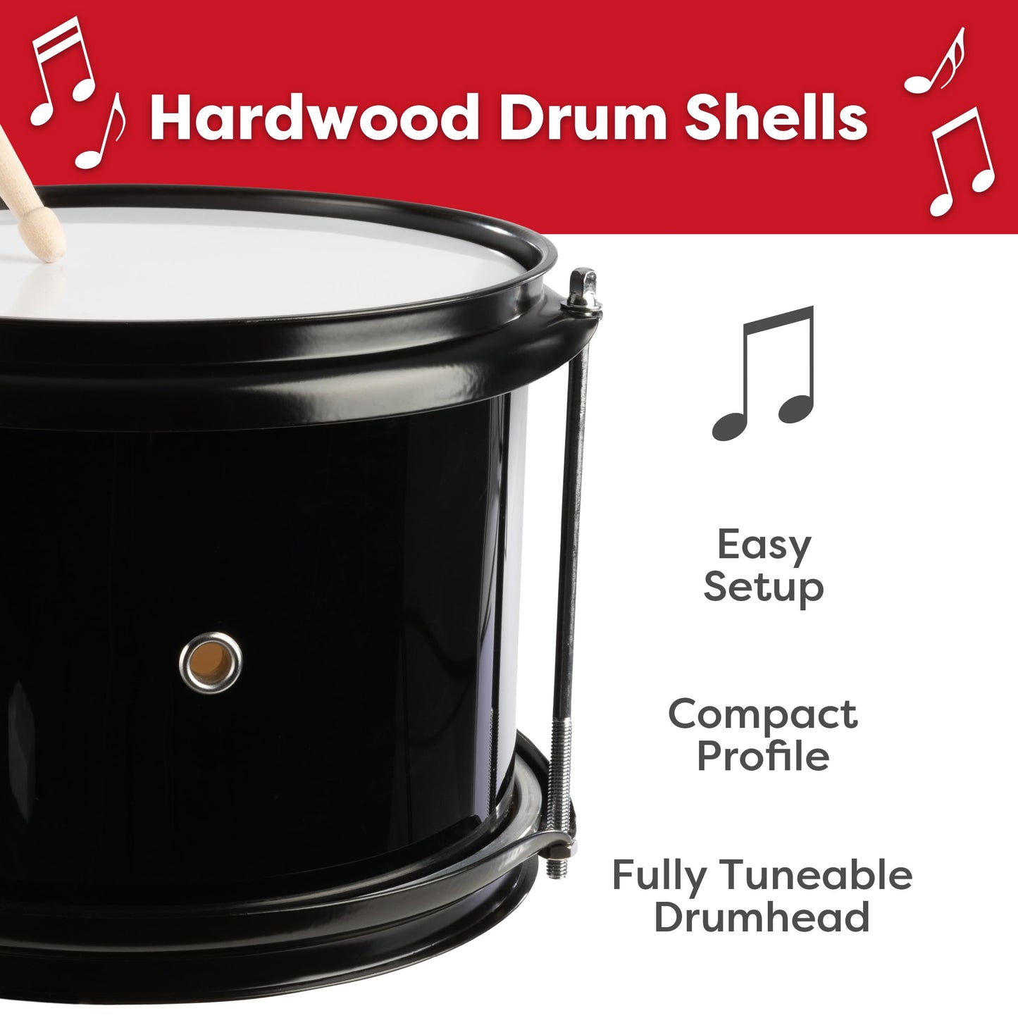 Kids Drum Set - 3-Piece Drum Kit With Cymbal, 2 Toms, Bass Drum And Pedal, Drumsticks, And Throne - Beginner Musical Instruments