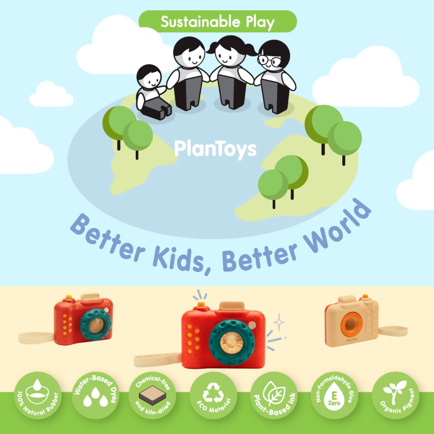 Plantoys My First Camera Toddler Toys With Adjustable Kaleidoscope Lens And Clickable Shutter, Sustainably-Made With Non Toxic M