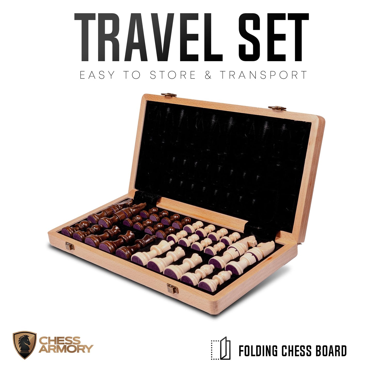 Chess protective coveringy enhanced Chess Set - Wooden Board Game with a Portable Wood Case and SeStorage for Pieces  Set for Kids and mature-themeds (Beech Wood)