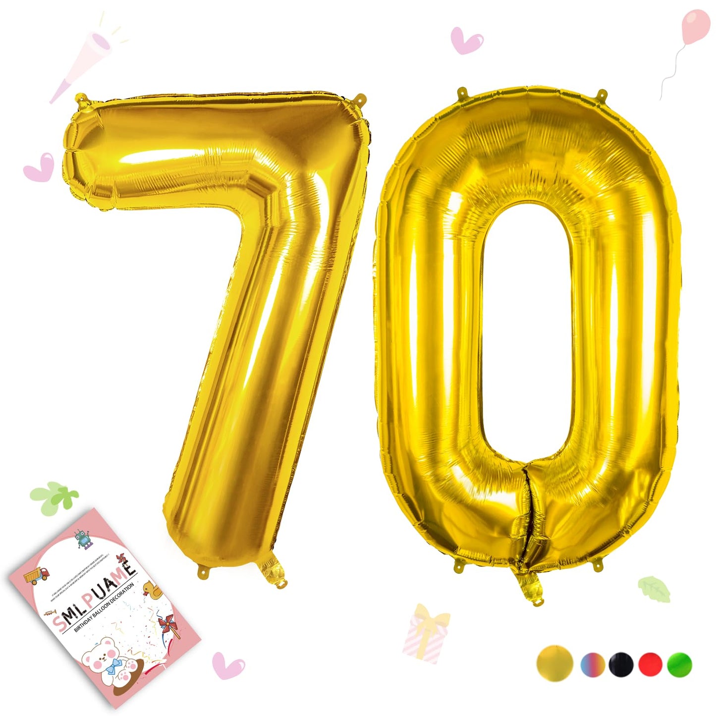 Smlpuame 40 Inch Number Balloon 0-9 Gold Large Number 70 Balloons,Digital Balloons For Birthday Party Celebration Decorations Su