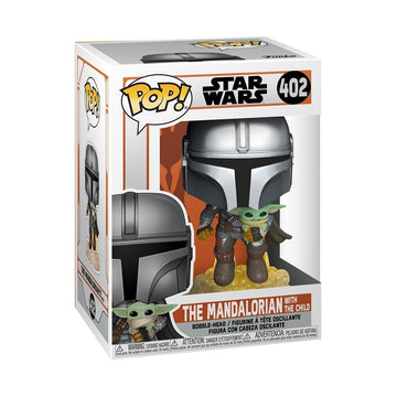 Funko Pop! Star Wars: The Mandalorian - Mandalorian Flying With The Child, Grey