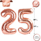 25 Balloon Number, Rose Gold Number 25Th Birthday Balloons 40 Inch, 25 Or 52 Years Old Rose Gold Birthday Decorations For Men Wo
