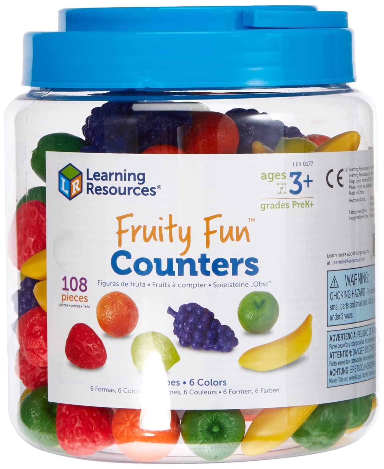 Learning Resources Fruity Fun Counters - Educational Toy, Set of 108, Medium Size, Multicolor, Rubber, Model LER0177