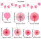 Recosis Party Decorations, Pink Papar Fans Pompoms Garlands For Women Girls Mothers Day Bachelorette Wedding Birthday Baby Showe