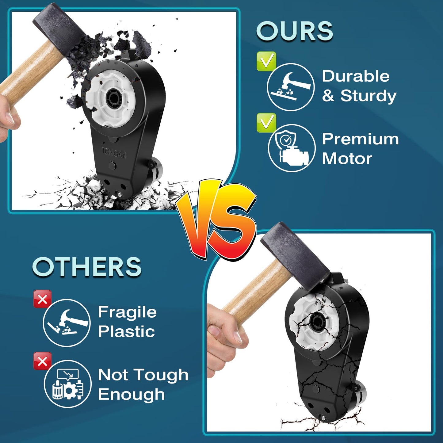 2PCS 24 Volt RS555 35000 RPM High-Speed Motor Gearbox for Power Wheels Motor Upgrade, Pair of 24V Replacement Parts for Ride On