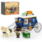 Lumibricks Western Treasure Stagecoach Lighting Building-Bricks Set - Old West Carriage and Horse 307 Pcs Collection Display Set for West Lovers