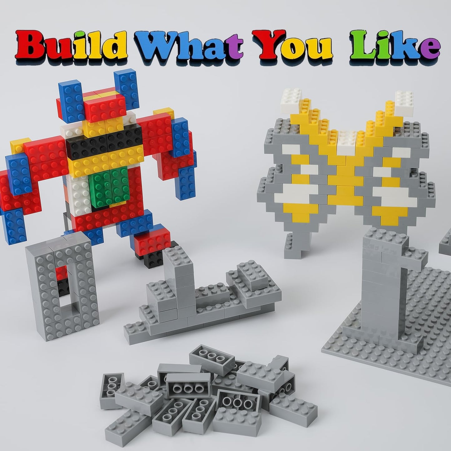 HUIZDQ 500 Piece Classic Building Bricks and 1 Gray Baseplate, 2x4 Bricks Bulk Creative Building Toys, Blocks Bulk for Kids Ages