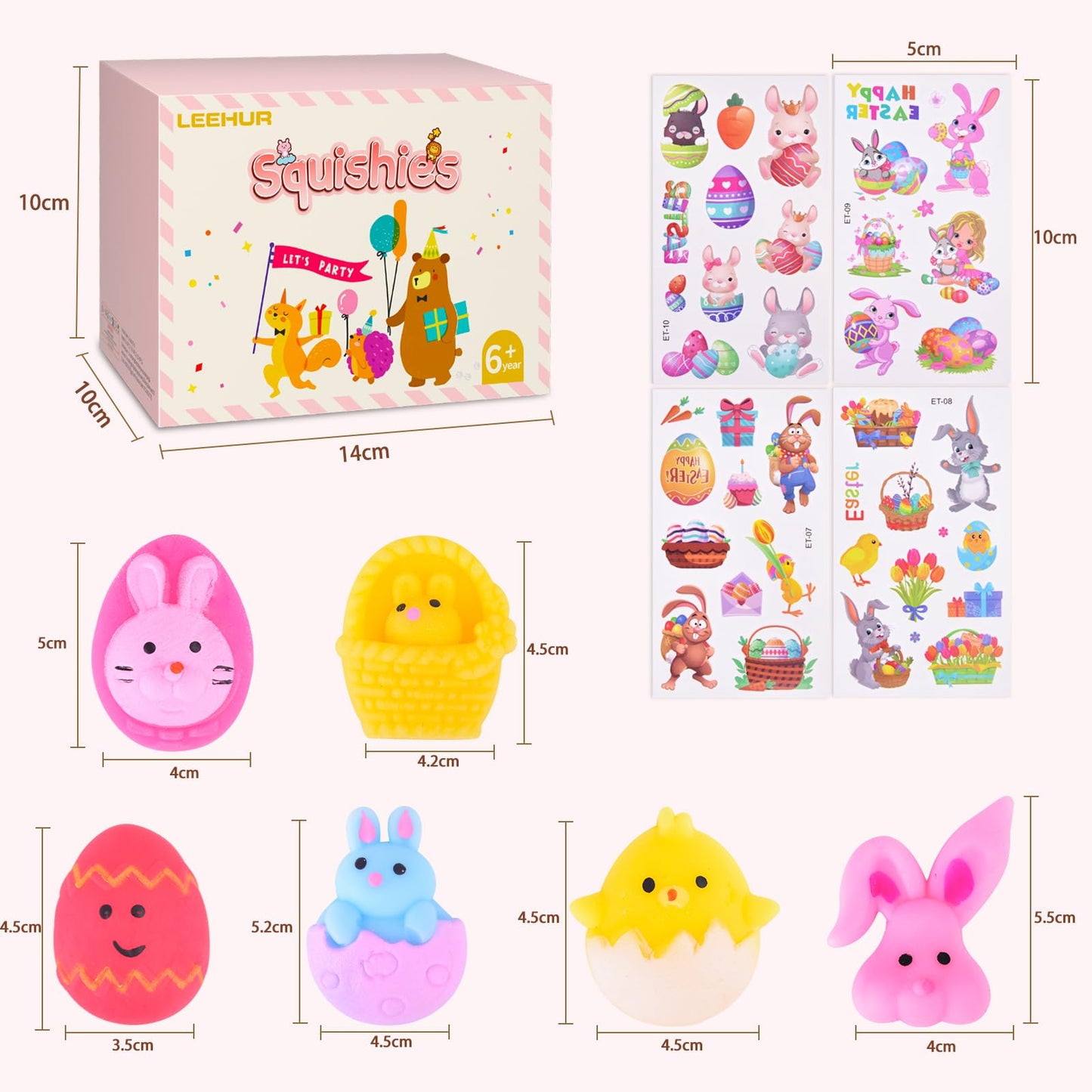 LEEHUR 30Pcs Prefilled Easter Eggs with Animal Mochi Squishy Stress Relief   Colorful Easter Fidget Toys Great for mature-themed Easter Basket Stuffers Egg Fillers Party Favors (Multicolor-30)