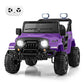 Olakids Ride On Truck, 12V Battery Powered Electric Vehicle For Kids With Remote Control, Bluetooth, Power Display, Led Lights, Music Player, Ride On Toy For 3+ Boys Girls (Purple)