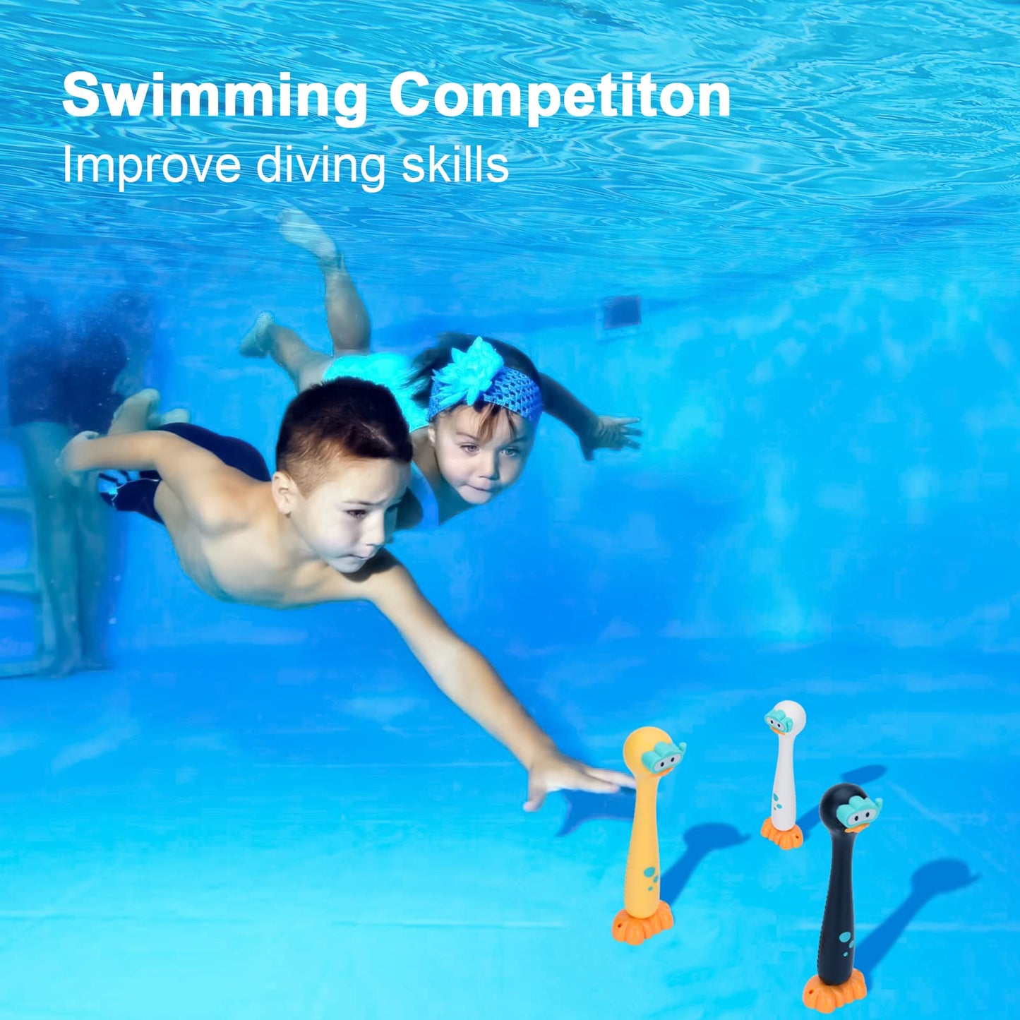 Doadw Summer Toys Underwater Pool Games Dive Sticks Duck 3-Pack