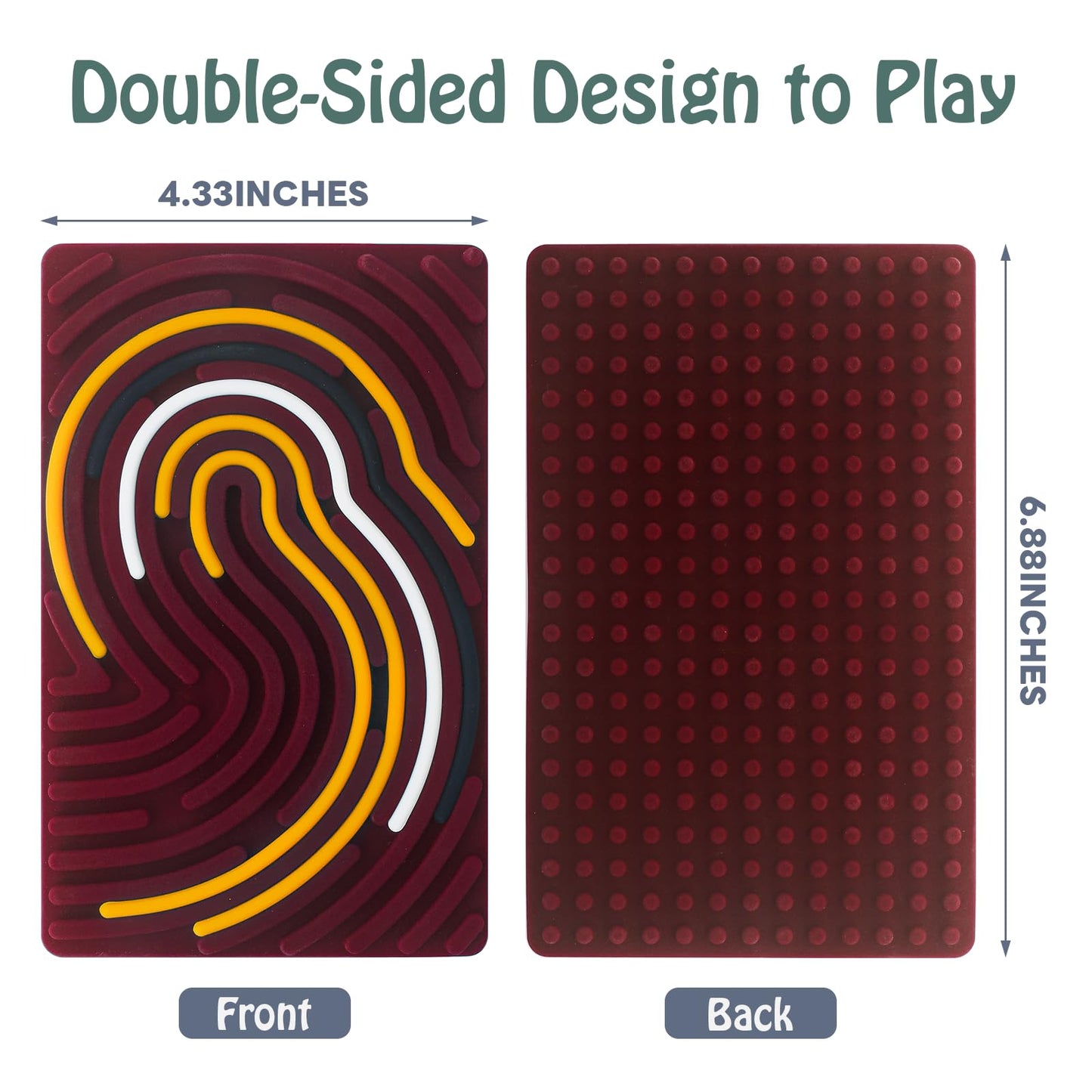 Sensory Activity Board, Double Sided Silicone Fidget Toy For Kids 3+ & Adults, Autism Sensory Calming Toys For Stress, Anxiety,