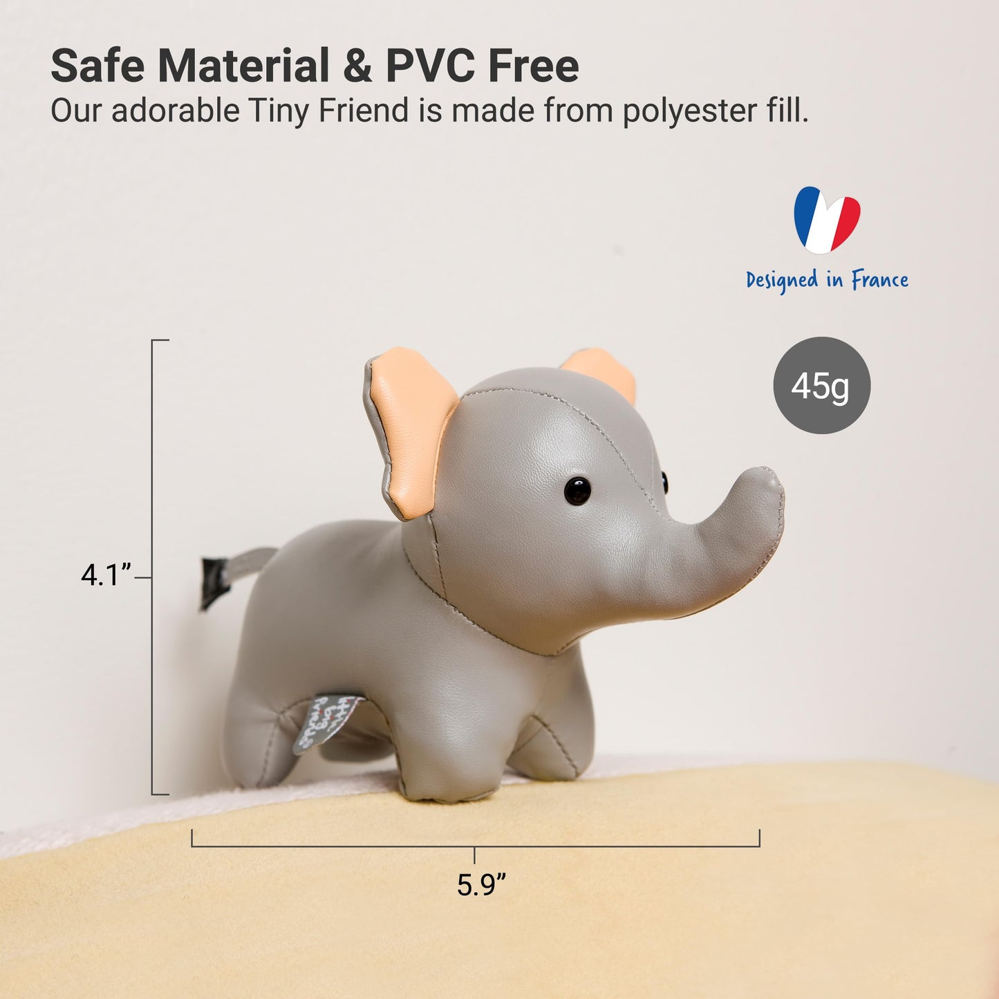 Little Big Friends Tiny Friends | Rattle Toy | Special Stuffed Animal | Easy To Clean | Vincent The Elephant