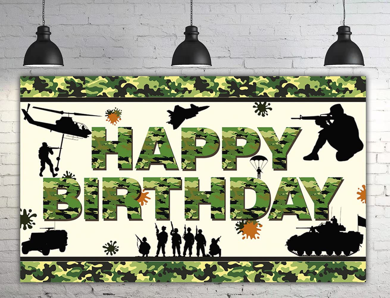 6 X 3.6Ft Camouflage Happy Birthday Banner Camouflage Birthday Party Backdrop Army Solider Military Camo Birthday Party Decorati