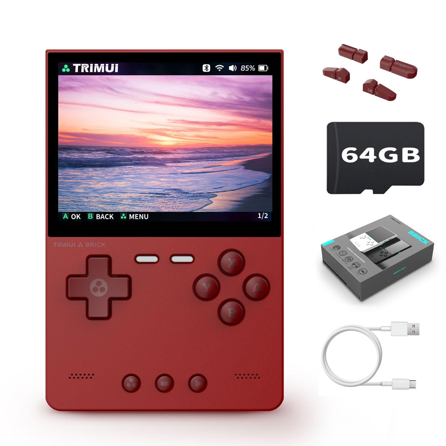 Trimui Brick Retro Game Console 3.2-Inches 1024X768 Ips Screen Built-In 64G Tf Card Video Gaming Consoles 3000Mah Lithium Batter