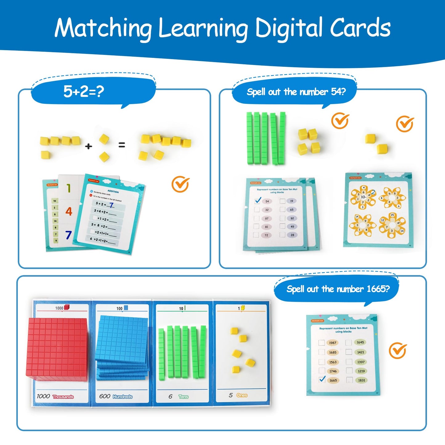 Stochastic Box Base Ten Blocks Plastic 143 Pcs Math Manipulatives Kindergarten Counting Cubes For Kids Math,Place Value Blocks F