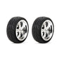 Losi Mounted FR 5-Spoke Wheel Tire 54x26mm Chrome (2), LOS43038