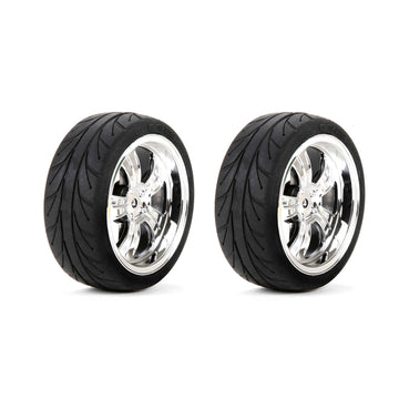 Losi Mounted FR 5-Spoke Wheel Tire 54x26mm Chrome (2), LOS43038