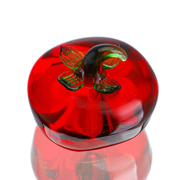 Krisinine Hand Blown Glass Red Tomato Figurine Crystal Fruit Collectible Figurines Art Glass Miniature Ornament Tabletop Desk Paperweight For Women