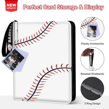 Baseball Card Binder 720 Pocket, Trading Card Binder With Toploaders Card Display, Premium Baseball Card Holder With Baseball Pa