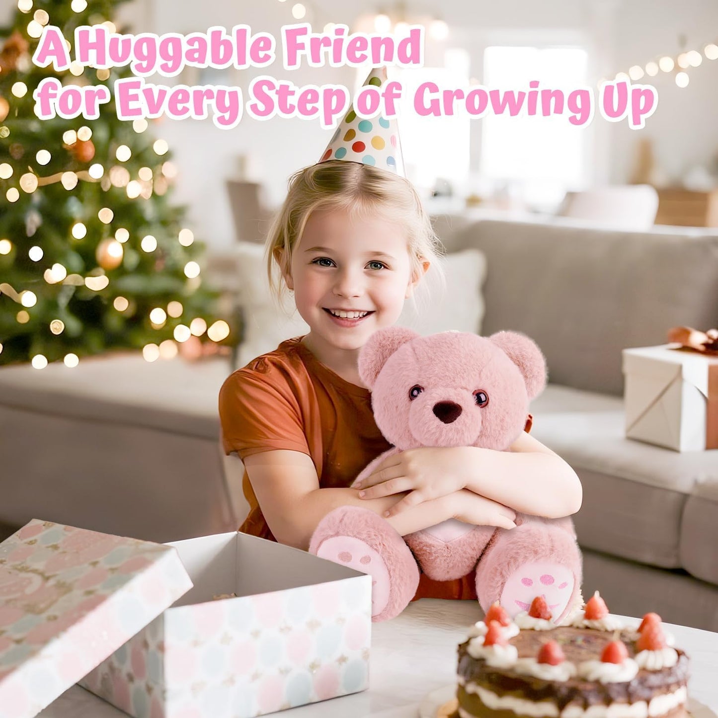 Customizedbee Custom Starlight Teddy Bear 14 in - Personalized Plush with Embroidered Name & Stars, Soft Huggable Toy with Posea