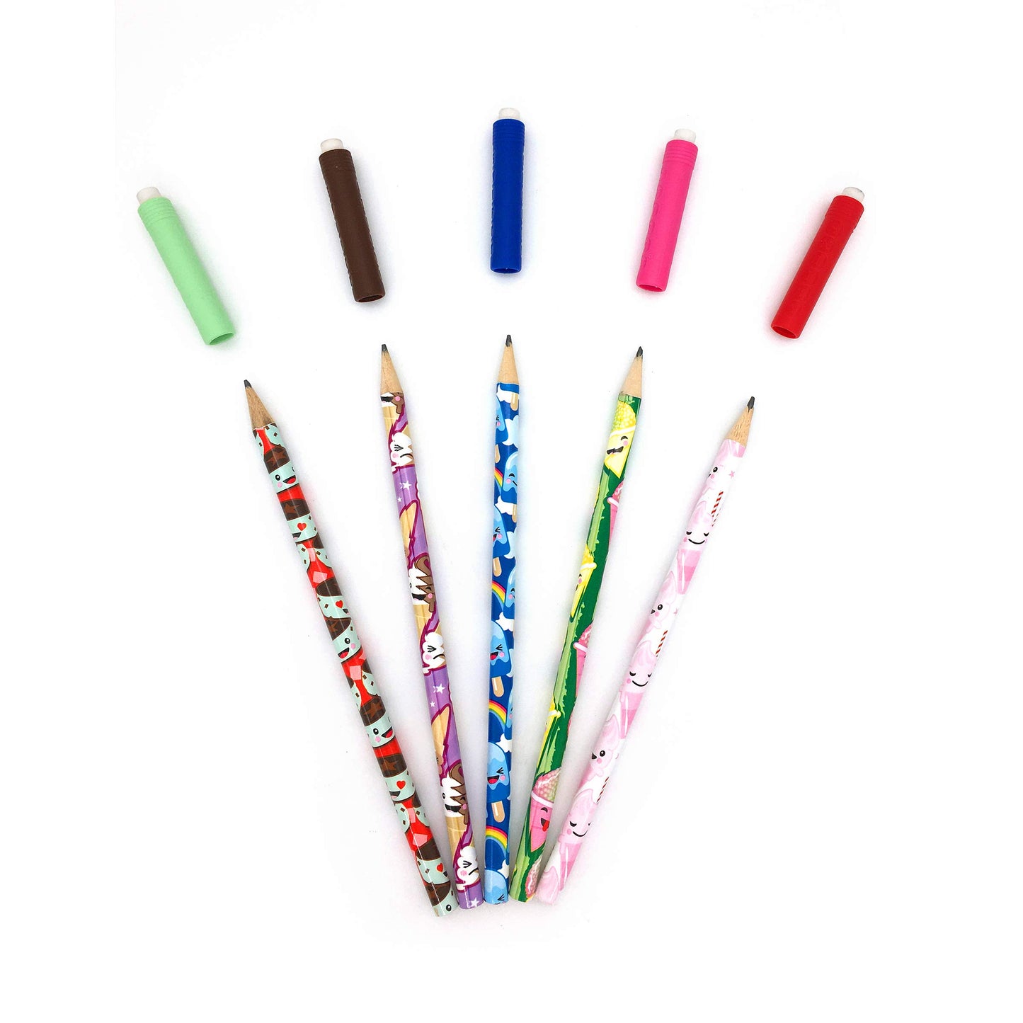 SNIFTY Scented Pencil Toppers, 5 Pack Ice Cream Pencils, Blue Plastic, Model SPT5005