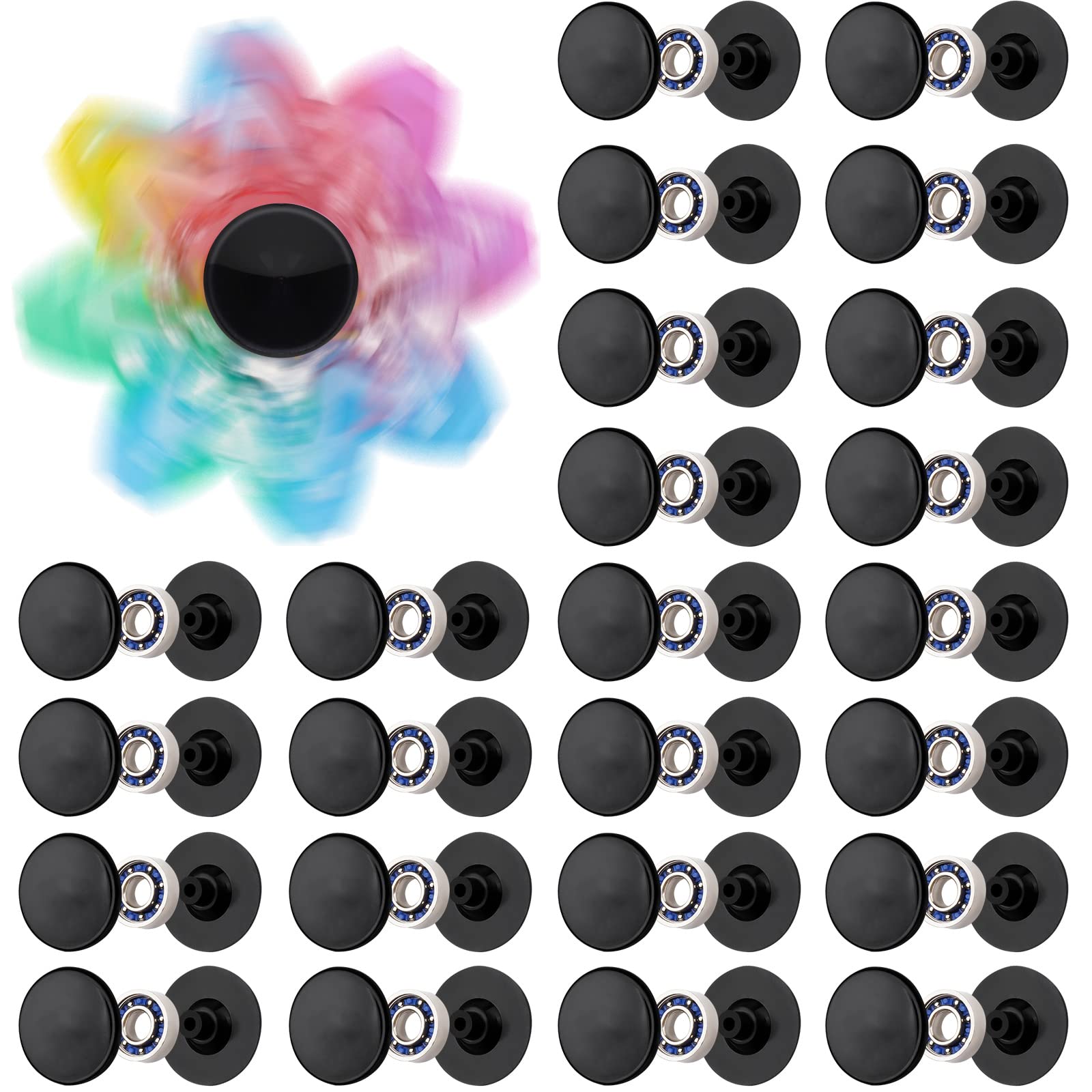 Niart Fidget Spinner Toy Diy Bearing With Caps Set 24-Pack, Mr137 0.5'' Single-Sealed Chrome Steel Bearing Balls Replacement Hig