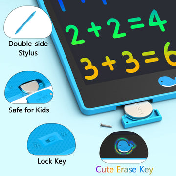 Hockvill Lcd Writing Tablet For Kids 8.8 Inch, Toys For Girls Boys Drawing Pad For 3 4 5 6 7 8 Year Old Kid, Toddler Magnetic Doodle Board Travel Essentials Christmas Birthday Gift For Children (Blue)