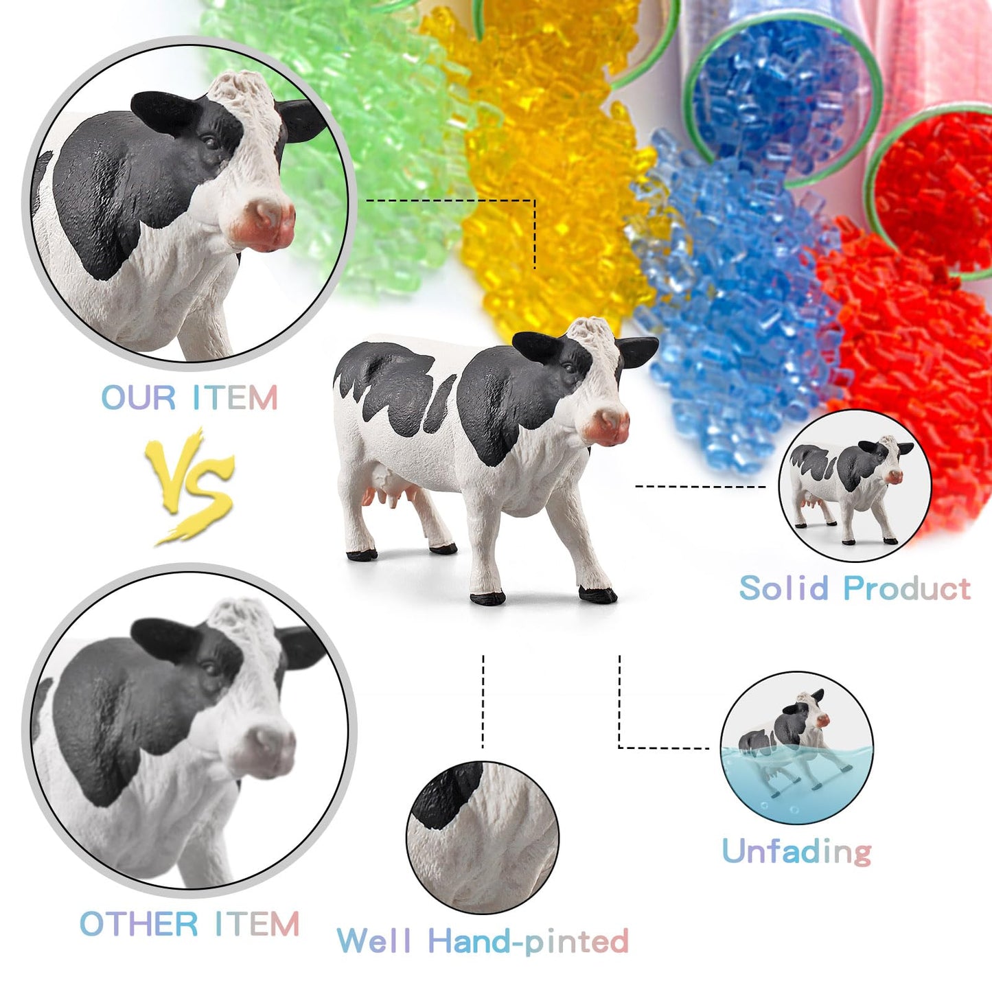 Lc Joycre Cow Figure Toys 4Pcs Realistic Big Cows Figurines Toys For Toddlers Simmental Cows Holstein Cow Figures For Kids Birth