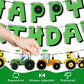 Sunbeauty Green Tractor Happy Birthday Banner Set With Tractor Garland Banner For Tractor Farm Themed Birthday Party Supplies De