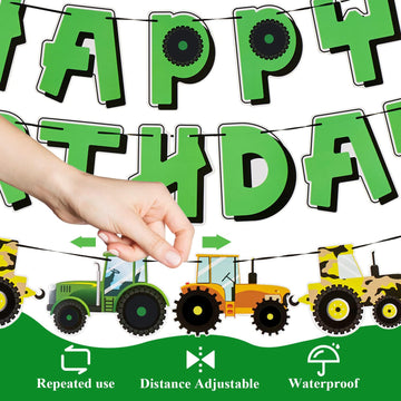 Sunbeauty Green Tractor Happy Birthday Banner Set With Tractor Garland Banner For Tractor Farm Themed Birthday Party Supplies De