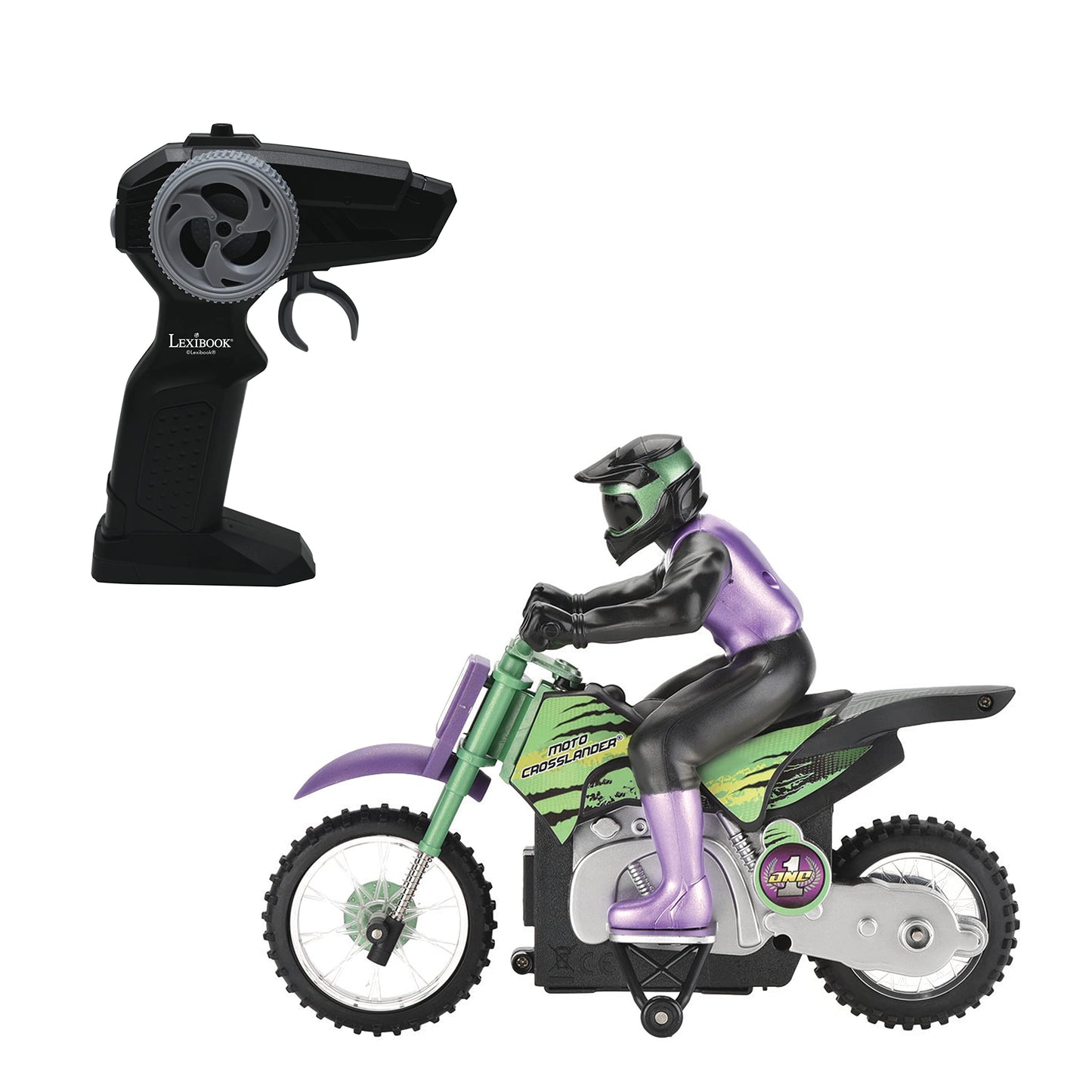 Lexibook Rc18, Crosslander Radio Road Motorcycle, Up To 12Km/H, Perfect Balance, Light Effects, Crazy Skids, Fast Acceleration, Ergonomic Remote Control, Rechargeable