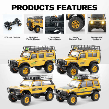 EAZYRC FMS 1/24 FCX24M RC Crawler RTR, Land Rover Defender 90 with Licensed, 1/24 RC Truck 4X4 Mini RC Truck with Lighting, 2.4G