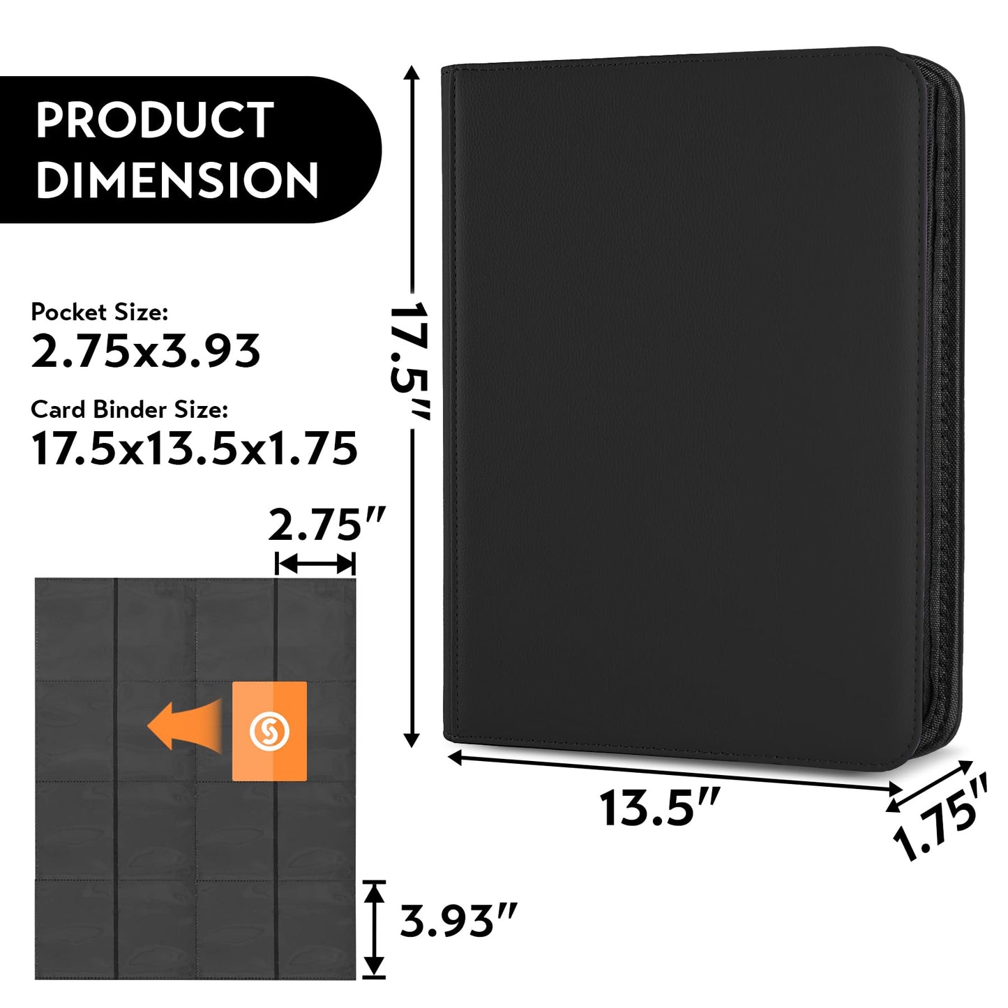 1000+ Pockets Trading Card Binder  enhanced 16 Pocket Card Binder  Ringless Side Loading Collection Album Holder Folders for MTG  TCG  Game Cards & Sports Cards (Black)