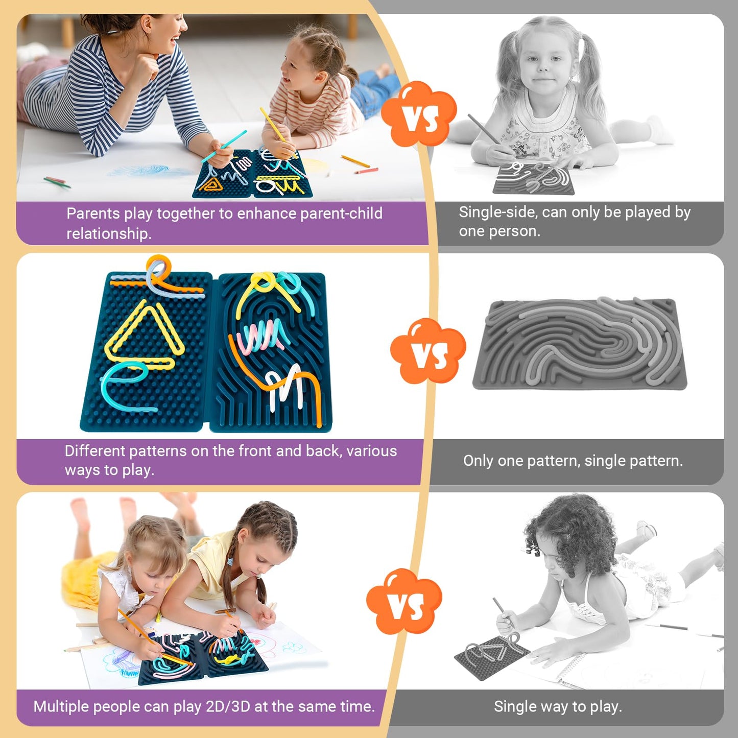 Sensory Activity Board, Four-Sided Silicone Sensory Fidget Toy, Promotes Parent-Child, Suitable For Autism, Calming, Adhd, Great